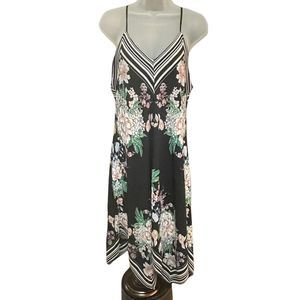 Maurices NWT Stripe and floral spaghetti strap hanky hem flowy v-neck dress sz M